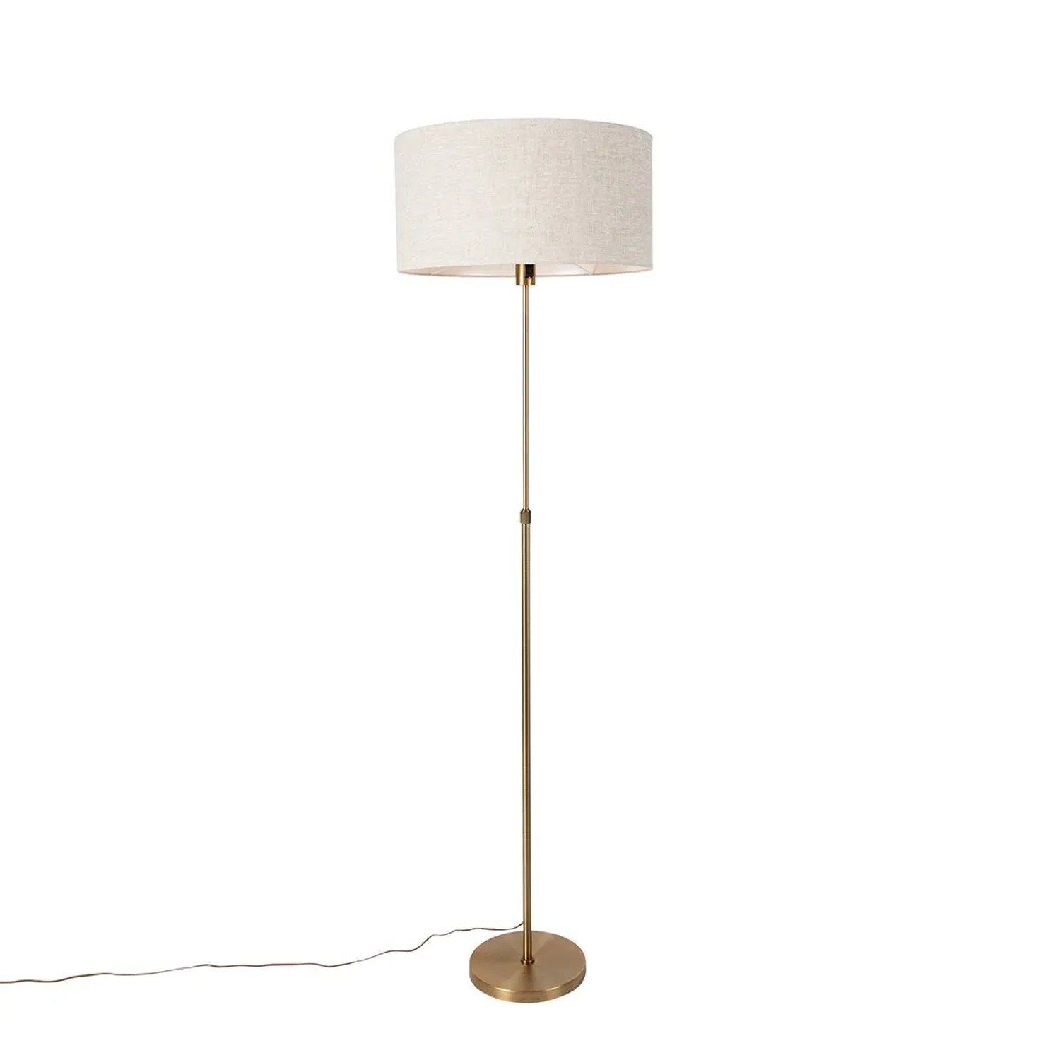 QAZQA Stehlampe Verstellbar Bronze mit Schirm HellGrau 50 cm Parte