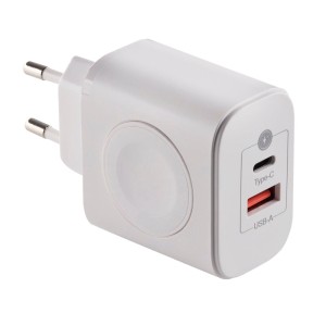 SOTECH USB 3 in 1 Netzteil Schnellladegerät Ladeadapter Weiß mit USB A USB C und Kabellose Ladefunktion für Apple Watch