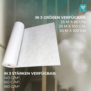 Scorprotect Abdeckvlies 0,65 M X 25 M Weiß 160 G Pro M² Selbsthaftend Bodenschutz Schutzvlies Treppenvlies