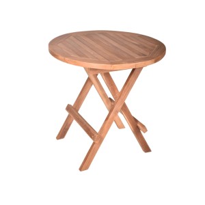 DELUKE Gartentisch NELLE Rund Teak TeakBraun 50x50x51cm Garten Beistelltisch Wetterfest Outdoor Tisch