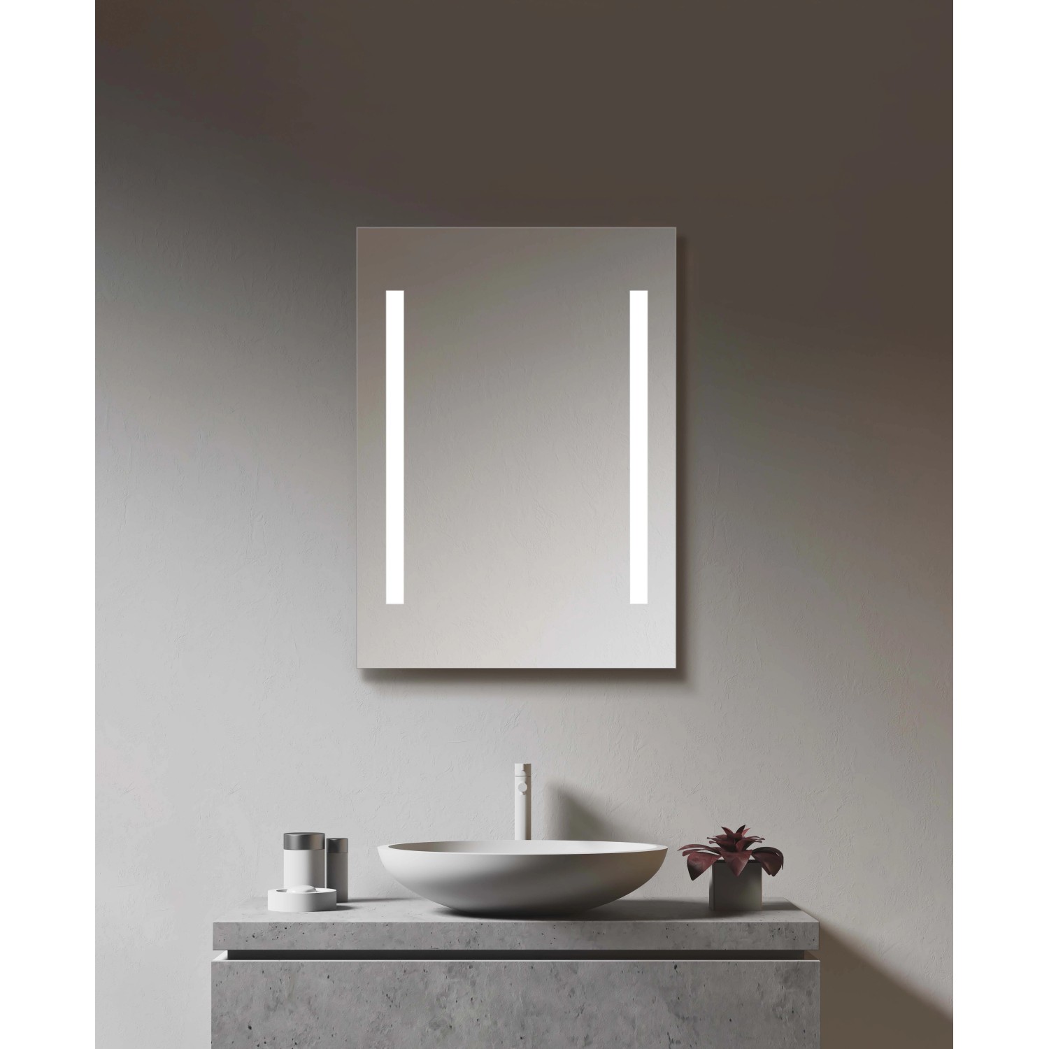 DSK Design LED-Lichtspiegel Silver Beam, 50x70 cm, mit seitlicher LED-Beleuchtung.