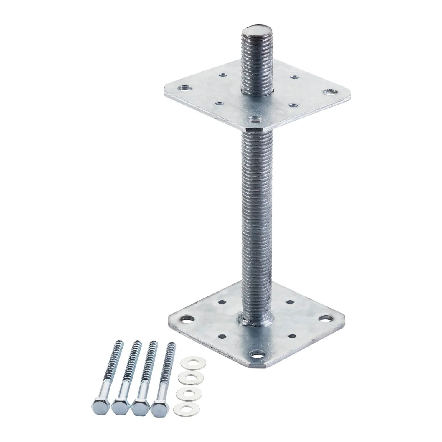 SOTECH 2er Set Pfostenträger M24 110 x 110 x 250 mm Stahl Verzinkt Höhenverstellbar Witterungsbeständig