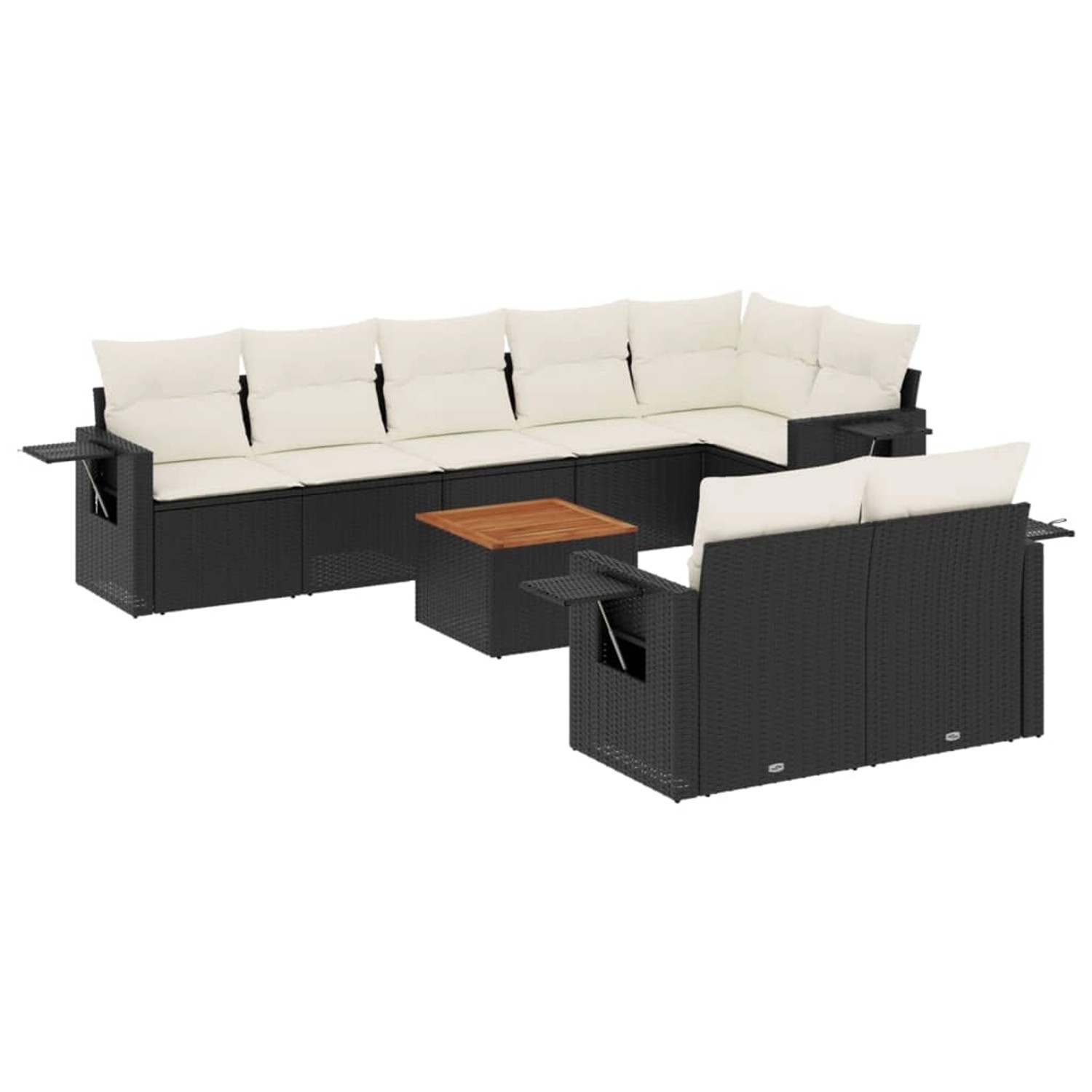vidaXL 9-Tlg Garten-Sofagarnitur mit Kissen Schwarz Poly Rattan 3256980 günstig online kaufen