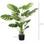 HOMCOM Künstliche Monstera Pflanze 120 cm hoch mit realistischen grünen Blättern im schwarzen Übertopf.