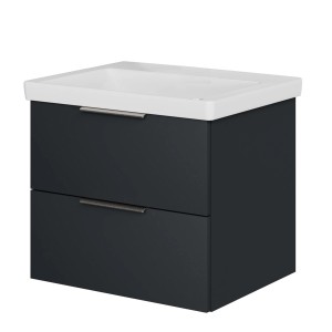 Steinkamp Waschtischunterschrank Living 2.0, schwarz matt, mit Villeroy & Boch Subway 3.0 Waschtisch.