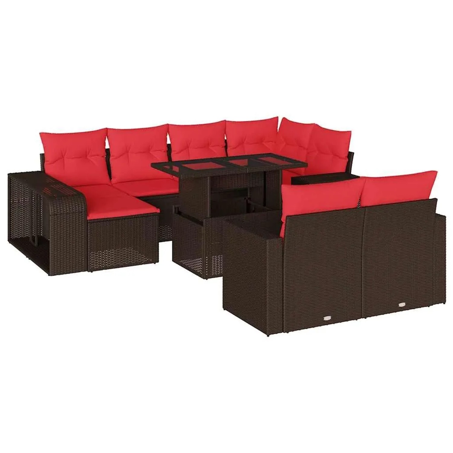 vidaXL 11-Tlg Gartensofa-Set mit Kissen Braun Polyrattan 3274587 günstig online kaufen