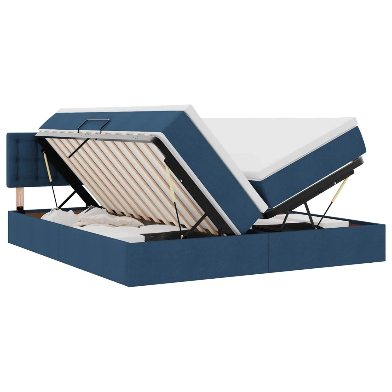 vidaXL Aufbewahrungsbett mit Matratze Blau 200 x 200 cm Kunstleder 3370960