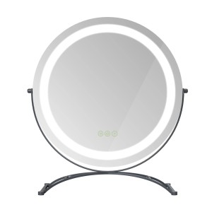 Runder Emke Kosmetikspiegel (50cm) mit LED-Beleuchtung, dimmbar und 3 Farbtemperaturen.