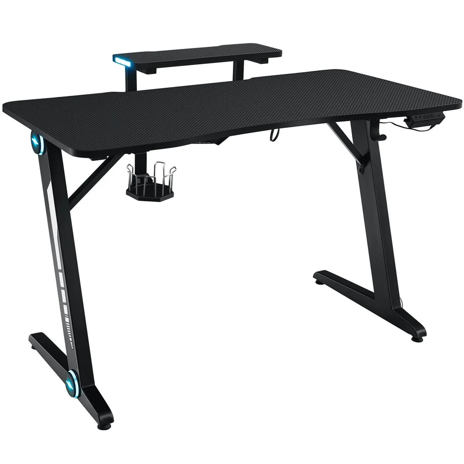 Costway Gaming Tisch Kohlefaserbeschichtung Ergonomisch Schwarz günstig online kaufen