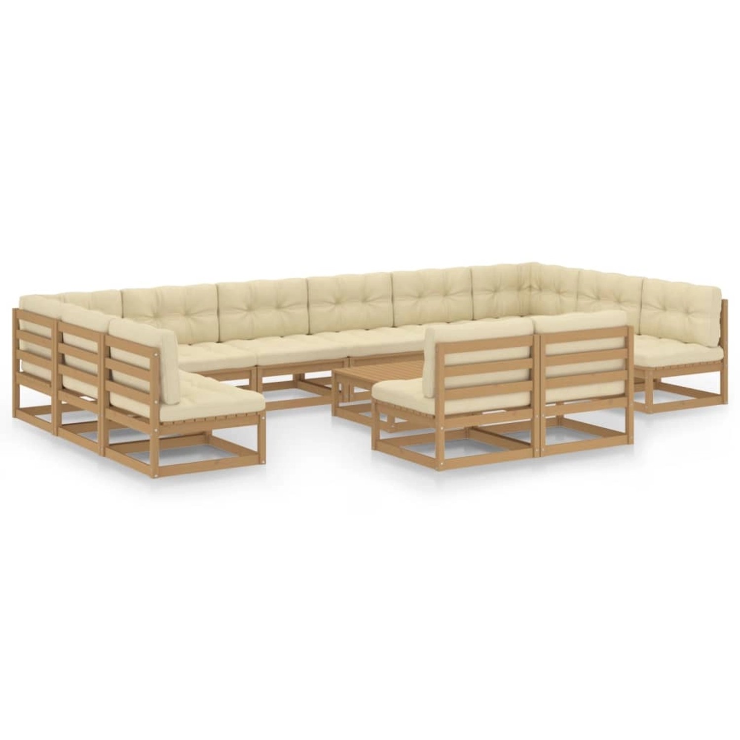 13-tlg. Garten-lounge-set Kissen Honigbraun Kiefer Massivholz günstig online kaufen