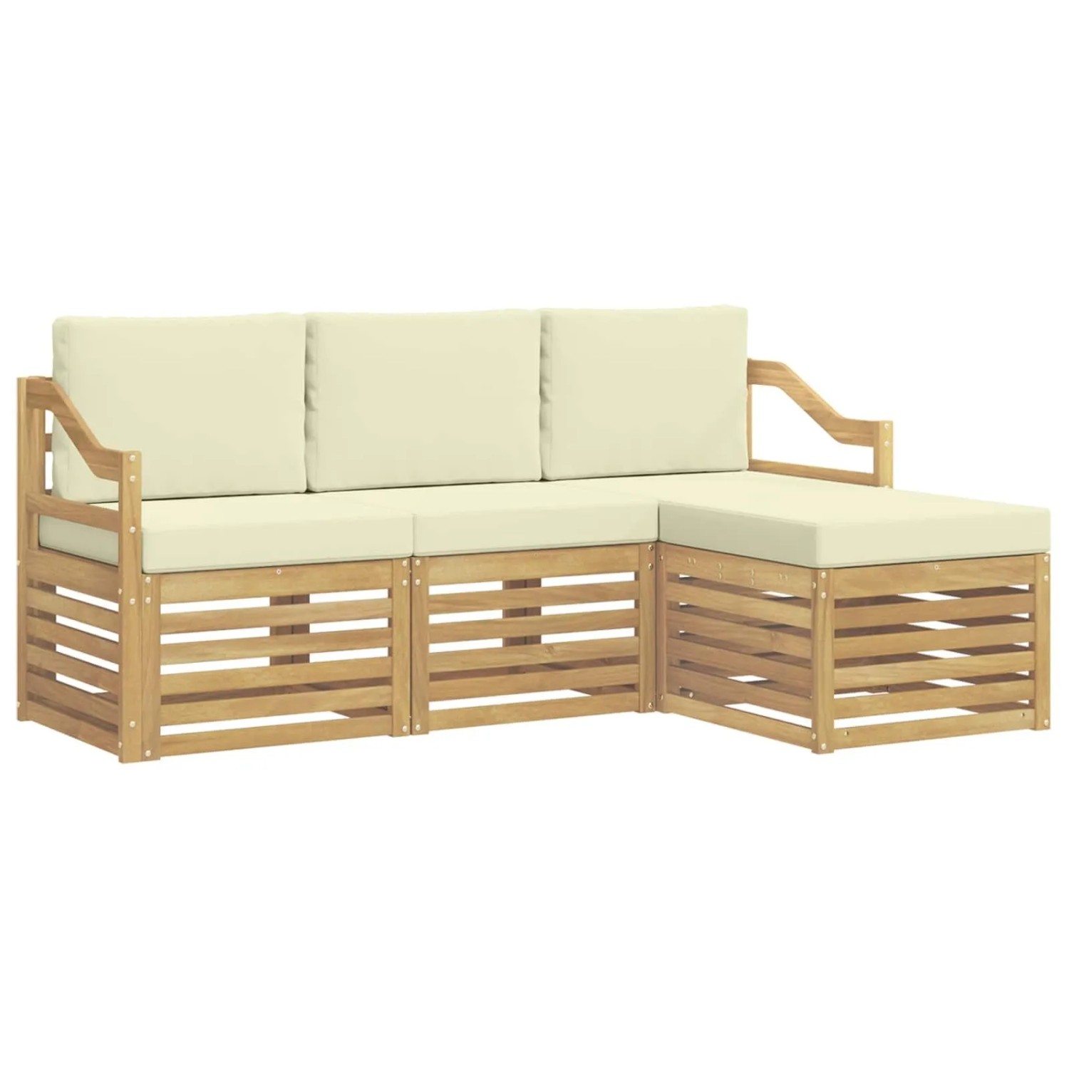 vidaXL Outdoor-Sofagarnitur 4-Tlg Weiß und Creme 185,5 x 122,5 x 73 cm 3391650