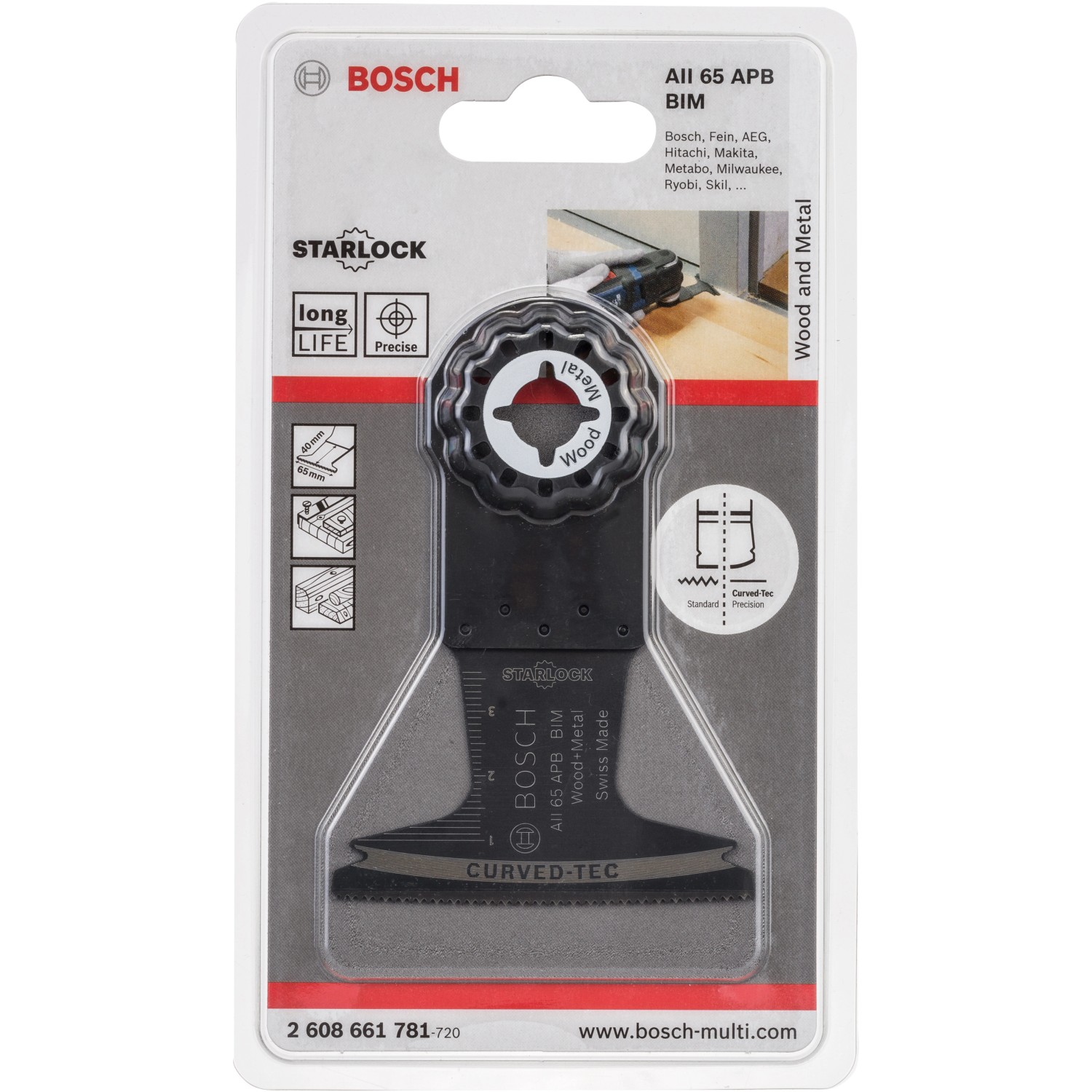 Bosch Tauchsägeblatt AIZ 65 BB für Holz und Metall, 65 mm, Zubehör für Multifunktionswerkzeuge.