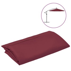 Bordeauxroter, gefalteter Ersatzbezug aus Polyester für 300 cm Ampelschirm. Skizze zeigt Schirm.