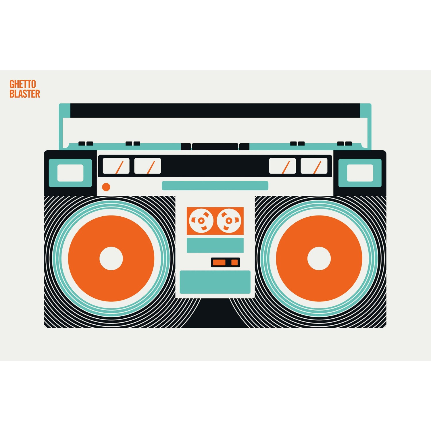 Fototapete Ghetto Blaster Türkis Orange Schwarz Weiß 4,00 m x 2,70 FSC® günstig online kaufen