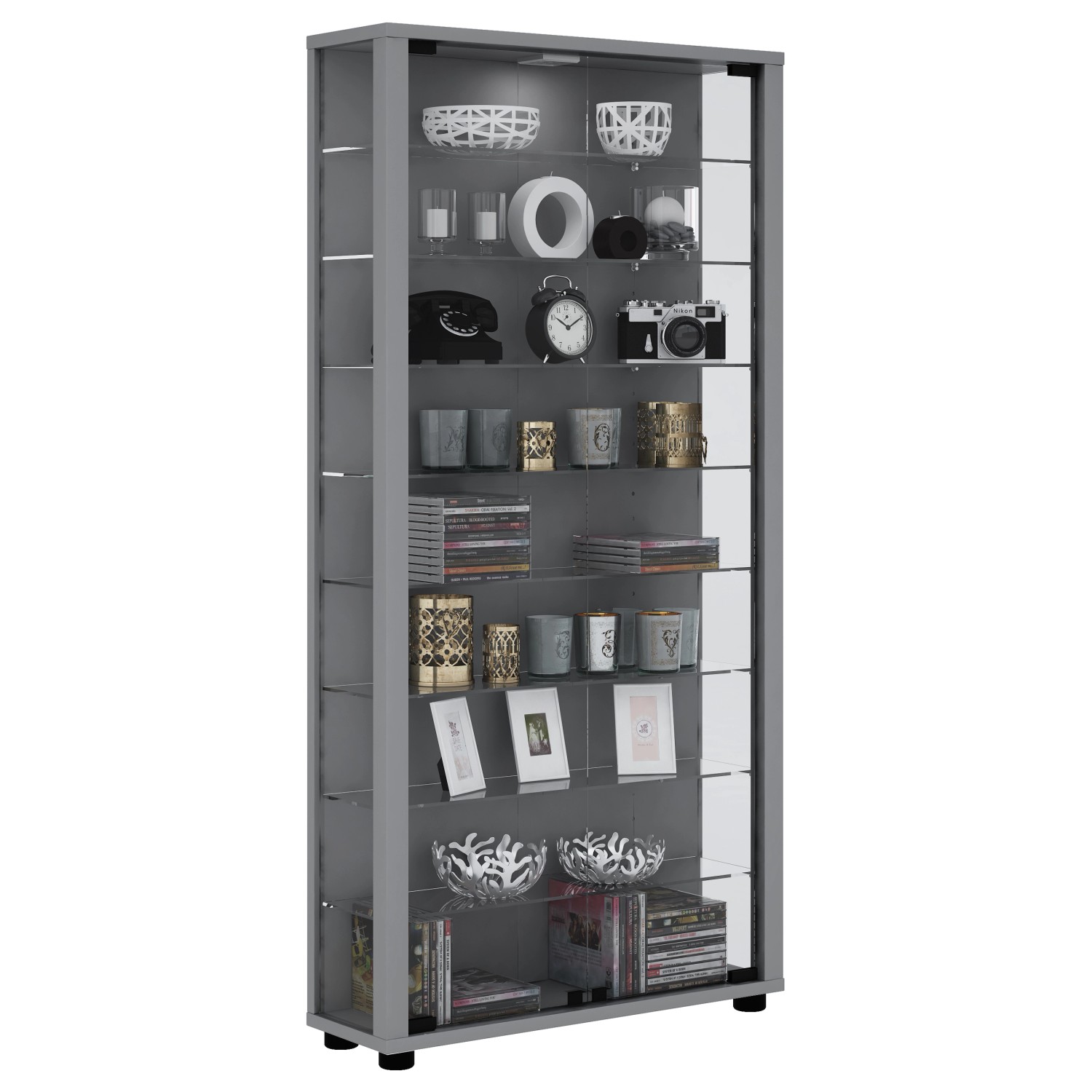 ebuy24 Lumo Maxi Vitrinenschrank 2 Glastüren Glasvitrinen mit LED-Leuchten günstig online kaufen