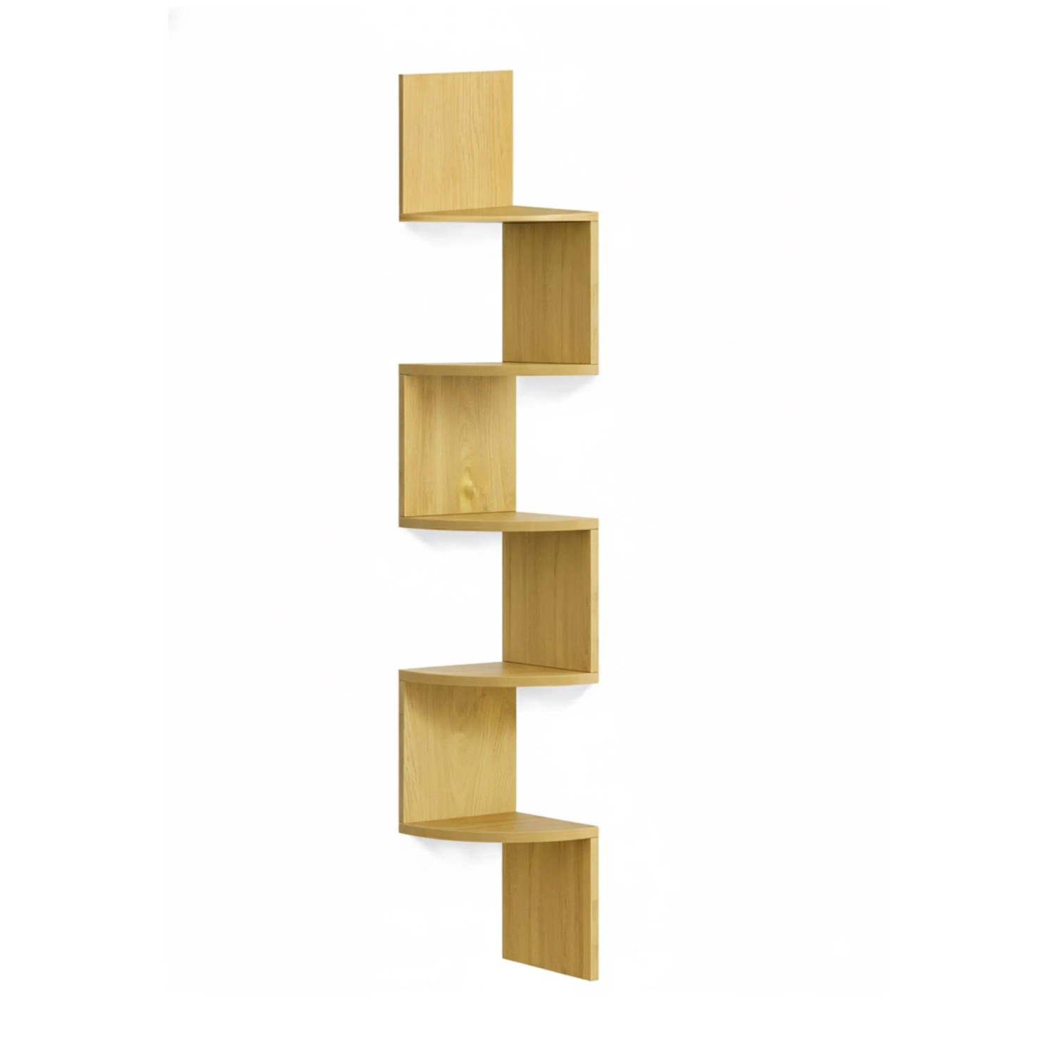 Relaxdays Eckwandregal MDF Natur 5 Etagen 125 cm x 20 cm x 20 cm 3,5 kg