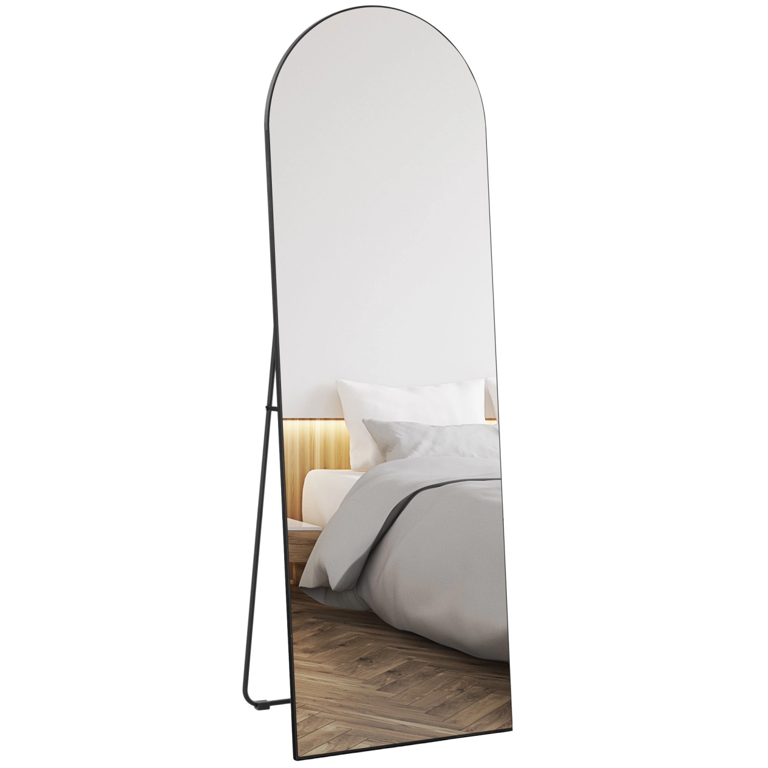 HOMCOM Ganzkörperspiegel MDF Glas Schwarz 50L x 3,6B x 150H cm günstig online kaufen