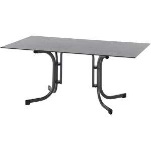 Klapptisch Sola des Siena Garden Dining-Sets Padova, Stahlgestell, HPL-Tischplatte in Dark Stone.
