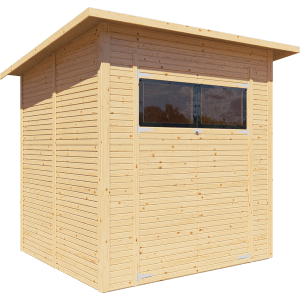 Bertilo Gerätehaus Pent Modern aus Holz, naturbelassen, mit Fenster. Weekendhaus für den Garten.