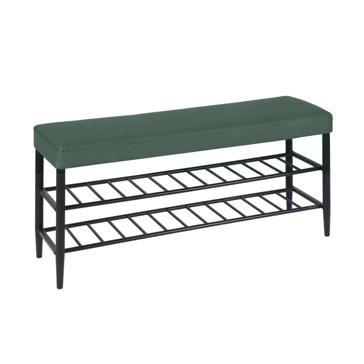Relaxdays Schuhbank Eisen Grün 2 Ablagen 50 cm x 100 cm x 30 cm 7 kg