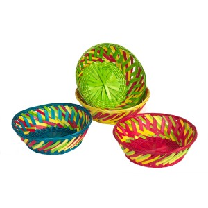 Bunte Brauns-Heitmann Bambuskörbe, rund, in verschiedenen Farben.
