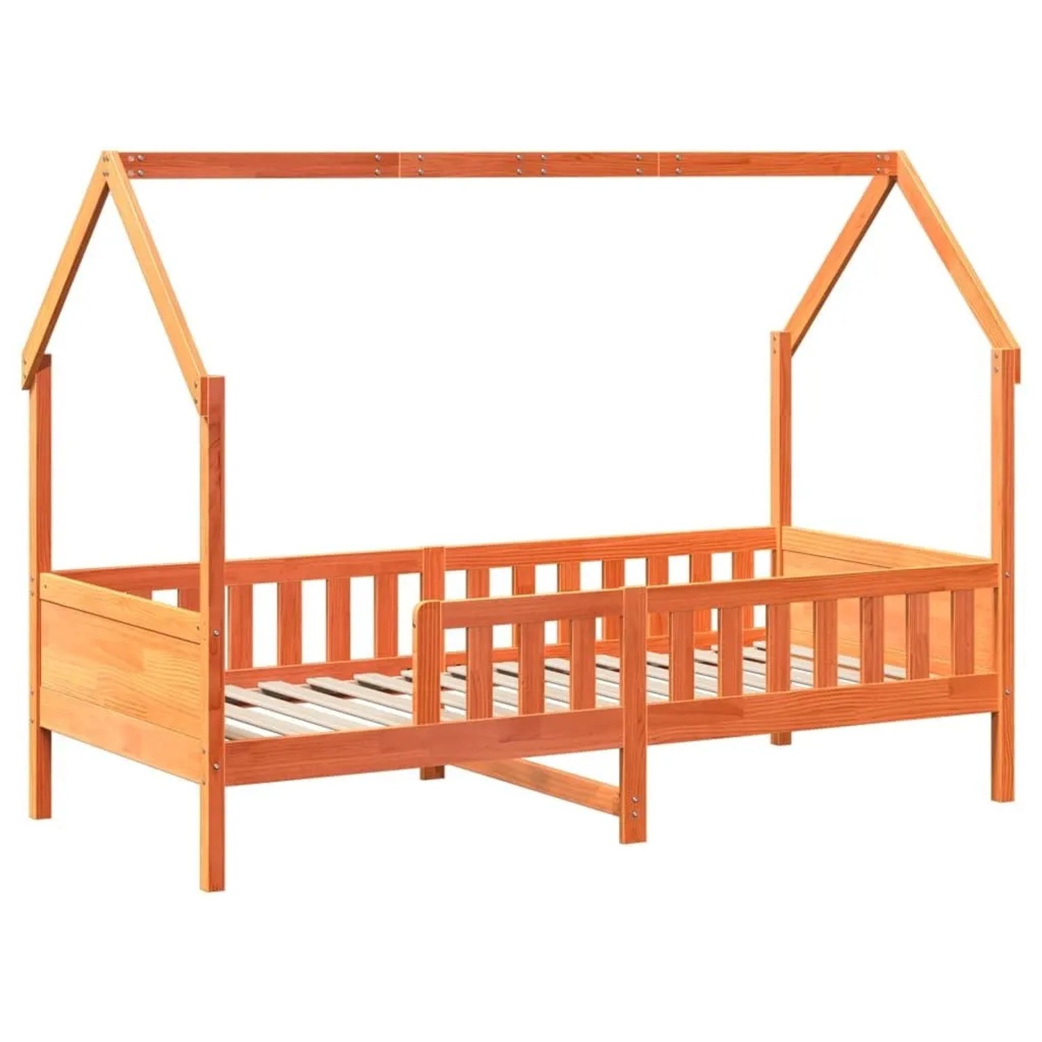 vidaXL Kinderbett Hausbett Wachsbraun 90x190 cm Massivholz Kiefer 850709 günstig online kaufen