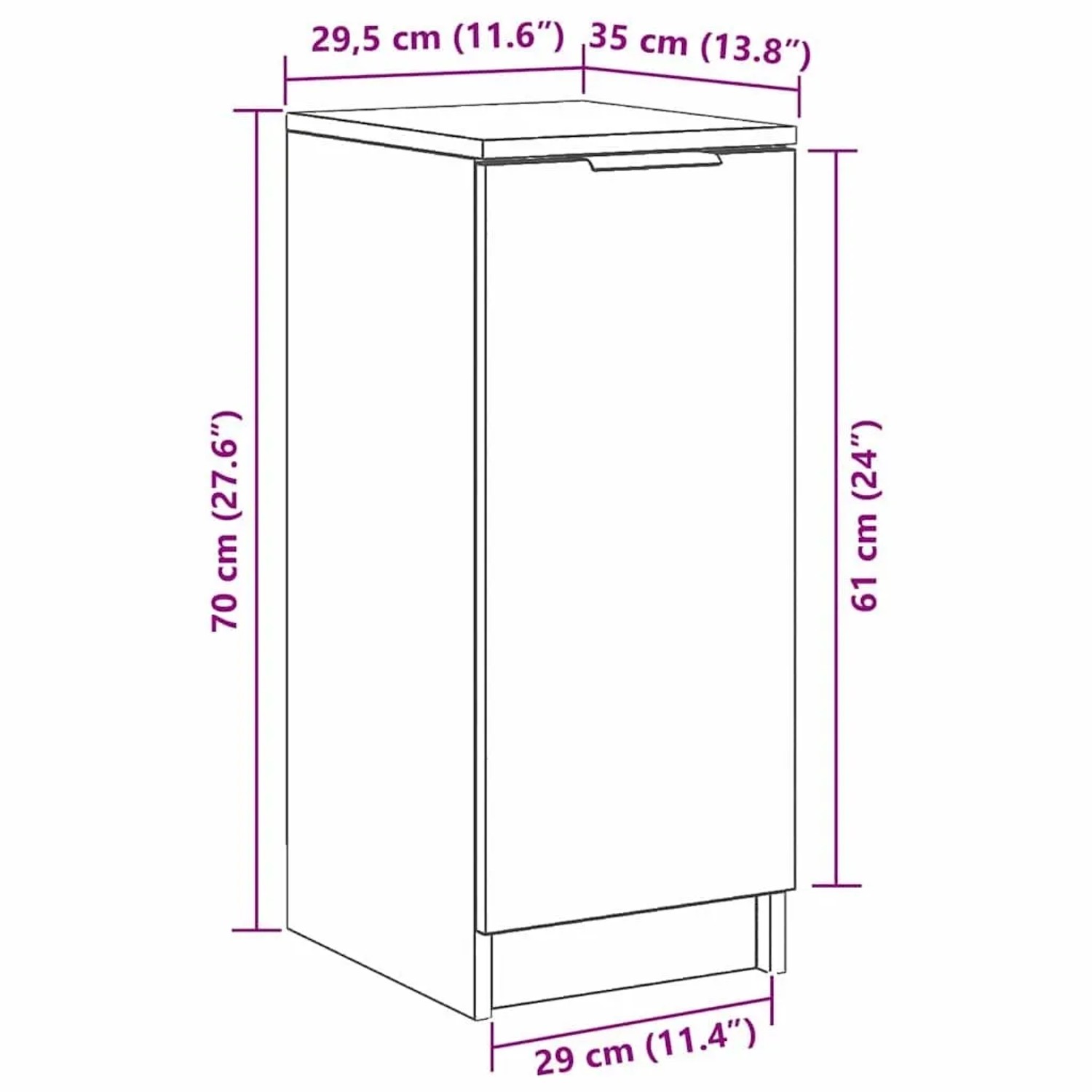 vidaXL Schuhschrank, schwarz, Eichenoptik, 70cm hoch. Wohnzimmerschrank mit Regal.