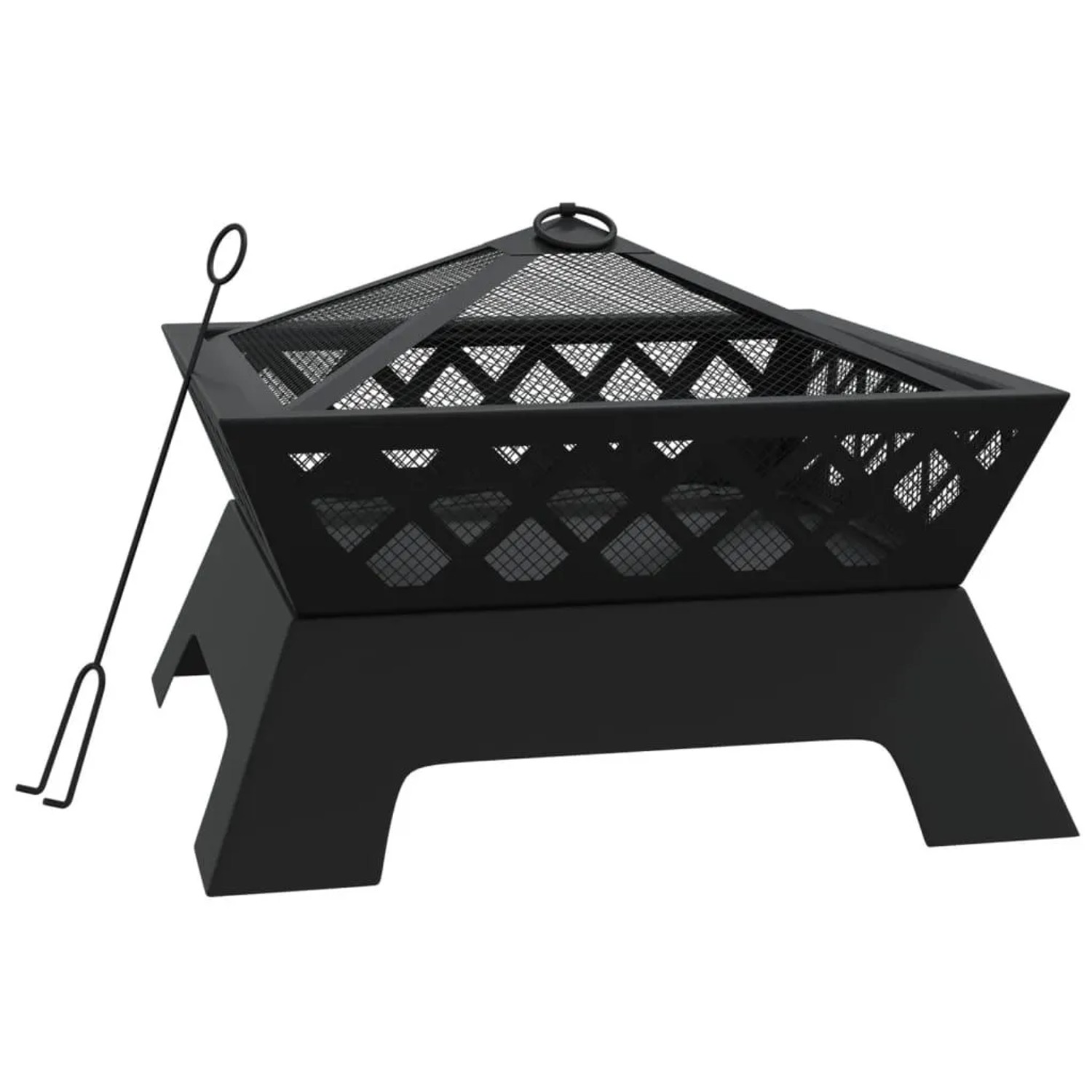 vidaXL Feuerschale mit Schürhaken 50 cm XXL Stahl 360066