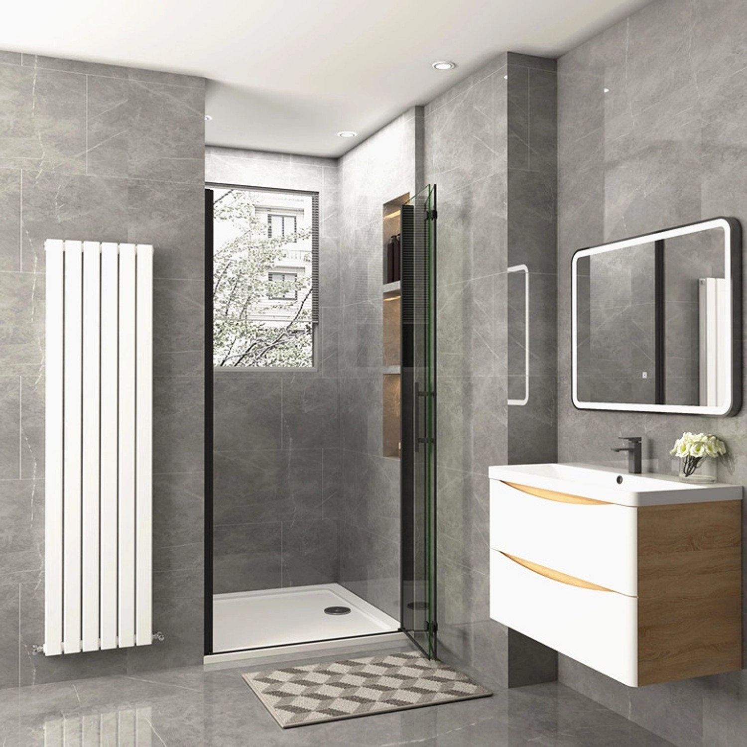 Duschparadies Duschtür Nischentür Falttür 80x195cm,Schwarz,6mm Nano Glas Dusche_4