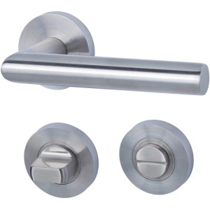 Alpertec Bad- und WC-Rosettengarnitur Fair I, Edelstahl satiniert, Türbeschlag