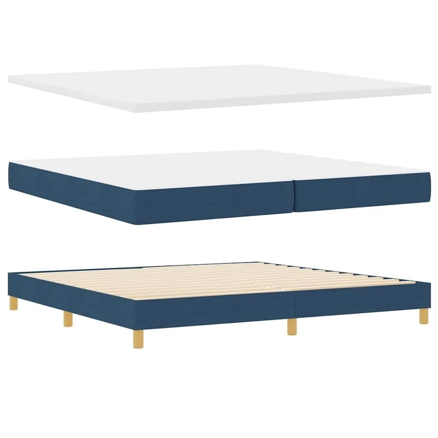 vidaXL Boxspringbett mit Matratze mit Kopfteil Blau 200 x 200 cm Stoff 3341 günstig online kaufen