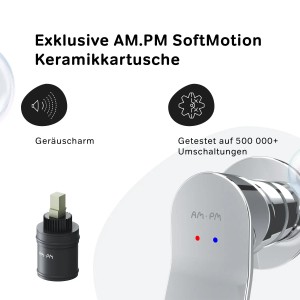 AM.PM Waschtischarmatur X-Joy, Chrom, mit SoftMotion Kartusche für Bad & Waschbecken.
