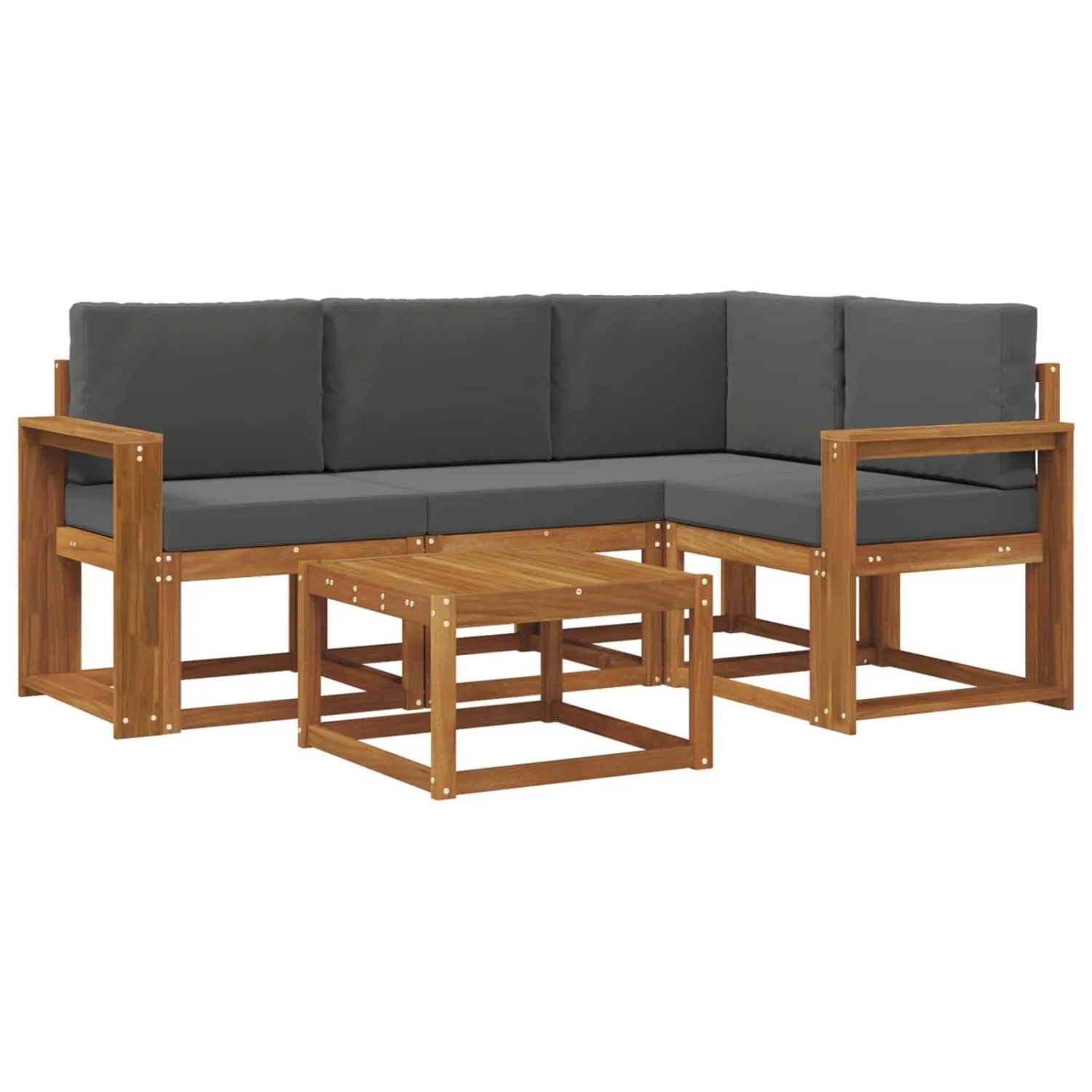 vidaXL Outdoor-Sofagarnitur mit Kissen 5 Stk Natur und Anthrazit 3366365