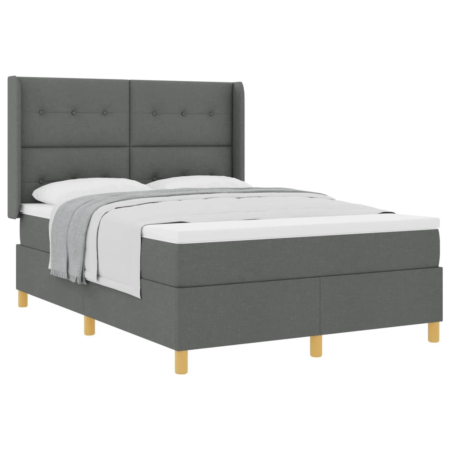 vidaXL Boxspringbett mit Matratze Dunkelgrau 140 x 190 cm Stoff 3341827 günstig online kaufen