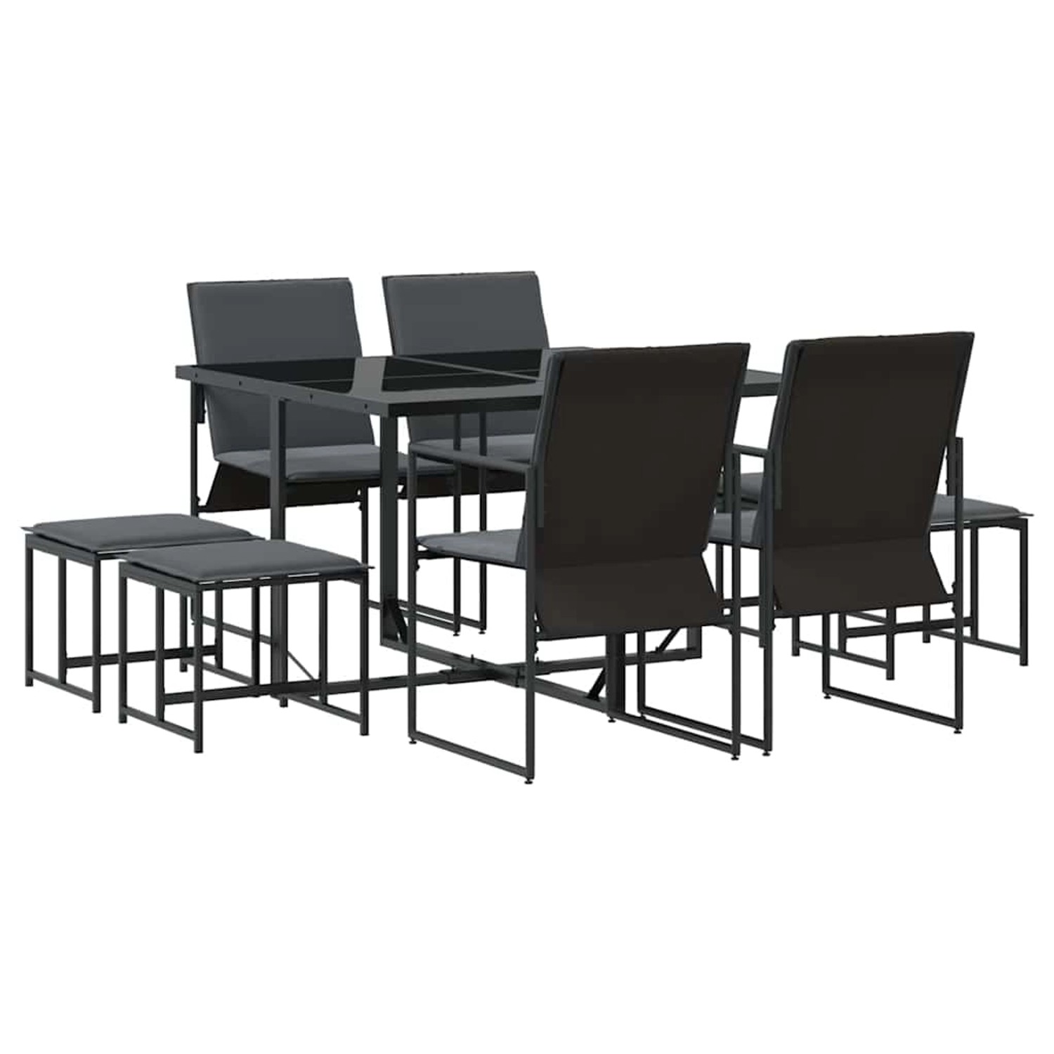 vidaXL Garten Essgruppe 9-Tlg Schwarz Stahl 3335863 günstig online kaufen