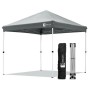 Grauer Sunula Faltpavillon 3x3 m, wasserdicht. Pop-Up Gartenpavillon mit Tragetasche und faltbarem Gestell für Sonnenschutz.