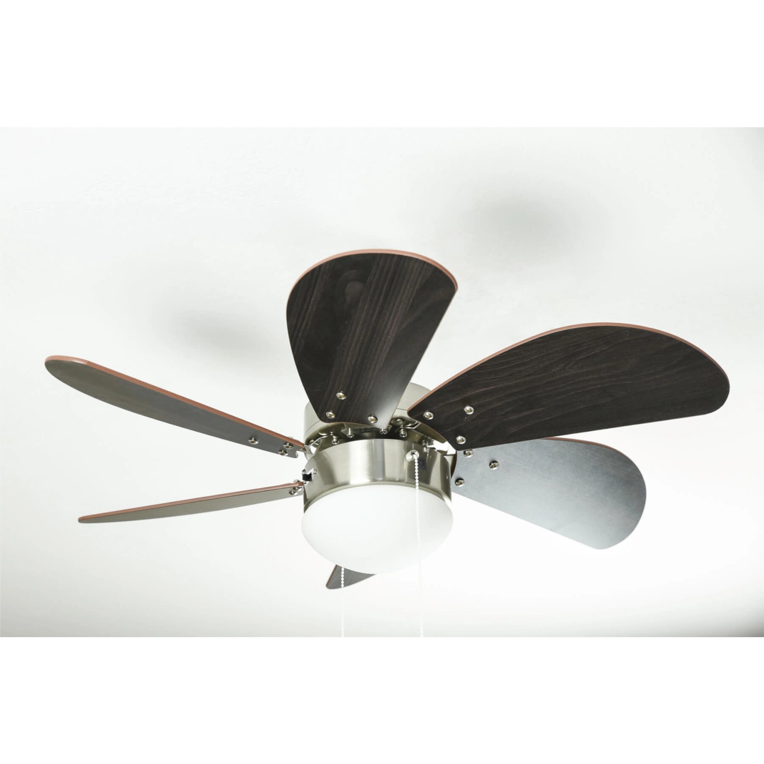 WESTINGHOUSE Deckenventilator Turbo Swirl Chrom, 76 cm, mit Beleuchtung und Zugketten.