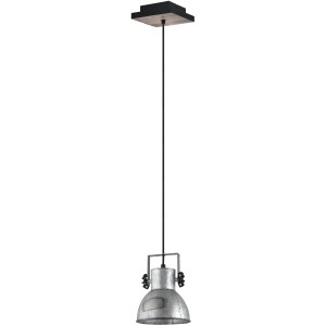 Eglo Hängeleuchte Barnstaple, 1-flammig, im Industrial Design mit Zink-Schirm und schwarzen Akzenten.