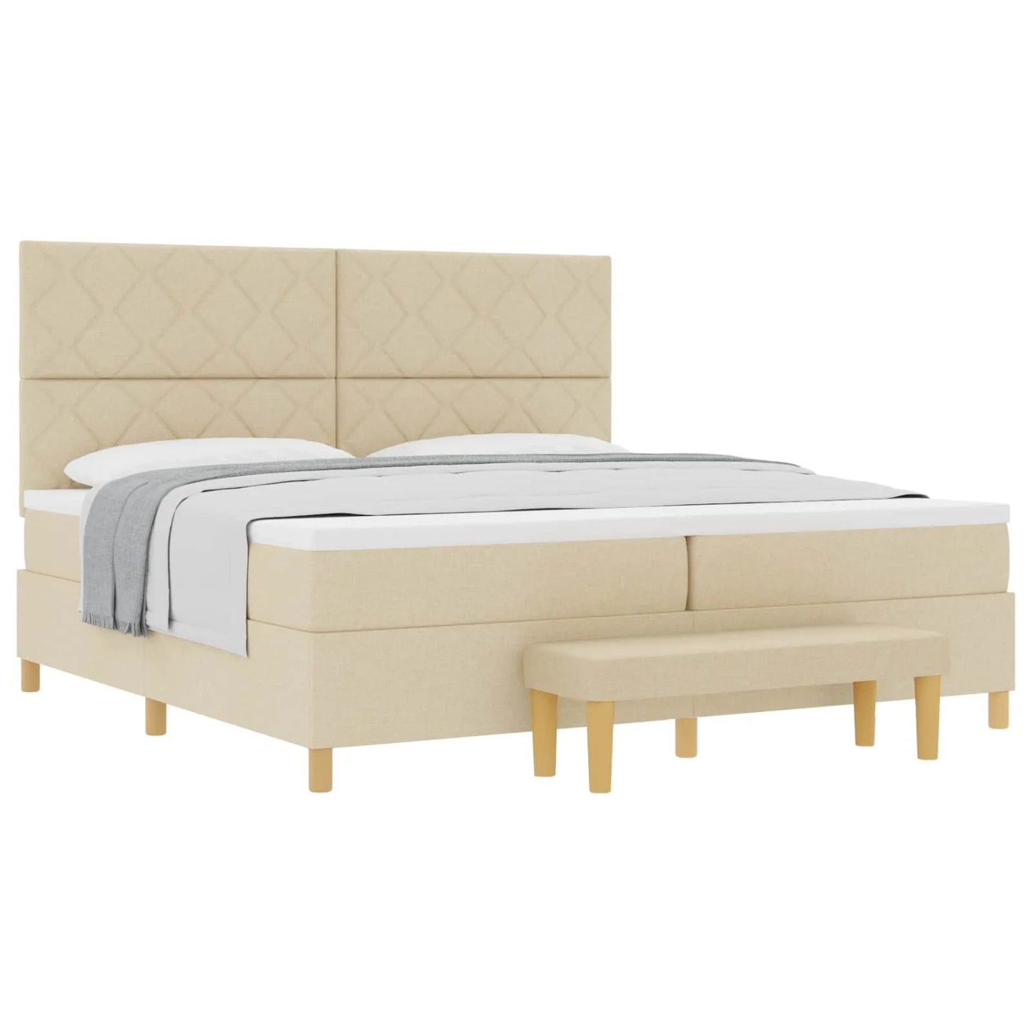 vidaXL Boxspringbett mit Matratze Creme 200 x 200 cm Stoff 3344406