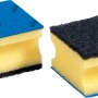 Vileda Glitzi Plus Topfreiniger 6er-Pack: Schwämme mit blauer Tuchseite und schwarzer Scheuerseite.