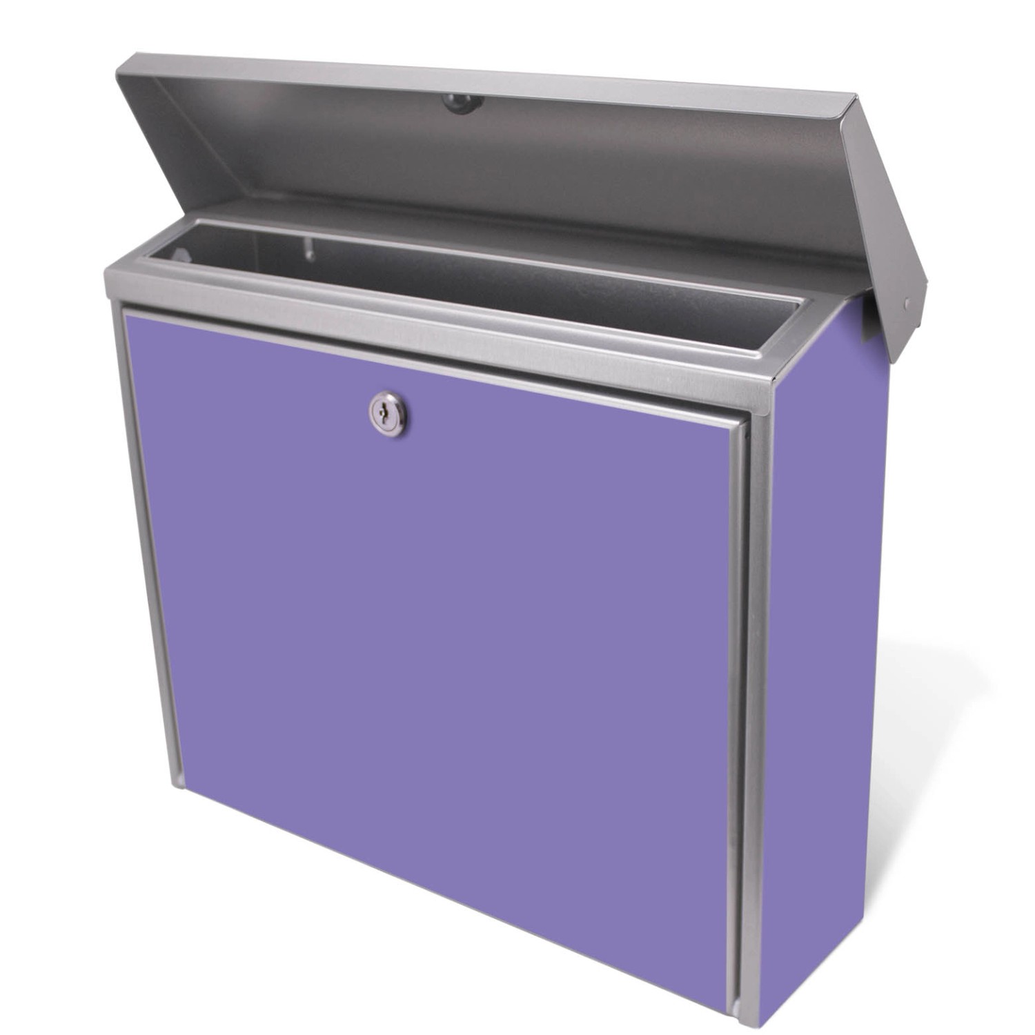 Banjado Edelstahl Briefkasten mit Lavendel Motiv, ohne Zeitungsfach, 38.5x31.5x12cm.