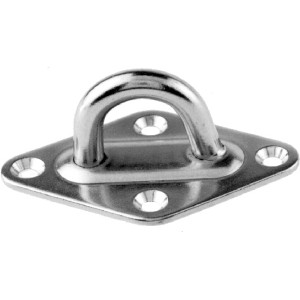 Seilflechter Mastplatte aus Edelstahl A4-AISI 316 mit Öse für Bootsbau und maritime Anwendungen.