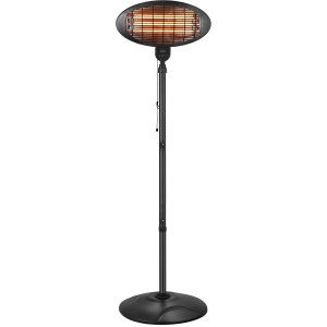 Emerio Terrassenheizer PH-102624: Schwarzer Heizstrahler mit Quarz-Heizelement für gemütliche Stunden im Freien.