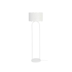 Weiße Lindby Stehlampe Aralena aus Metall, moderne Wohnzimmerleuchte.