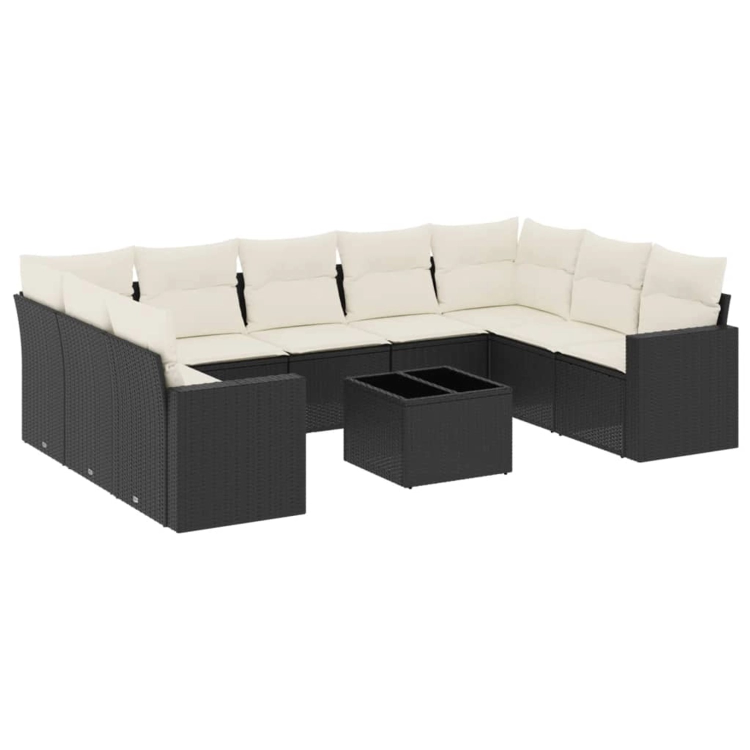 vidaXL 10-Tlg Garten-Sofagarnitur mit Kissen Schwarz Poly Rattan 3219396 günstig online kaufen