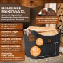 BLACK OAK Holzkorb MONTANA XL 60L Anthrazit aus Filz mit Echtleder Applikationen – Kaminholzkorb mit Griffen für Brennholz Innenbereich_2