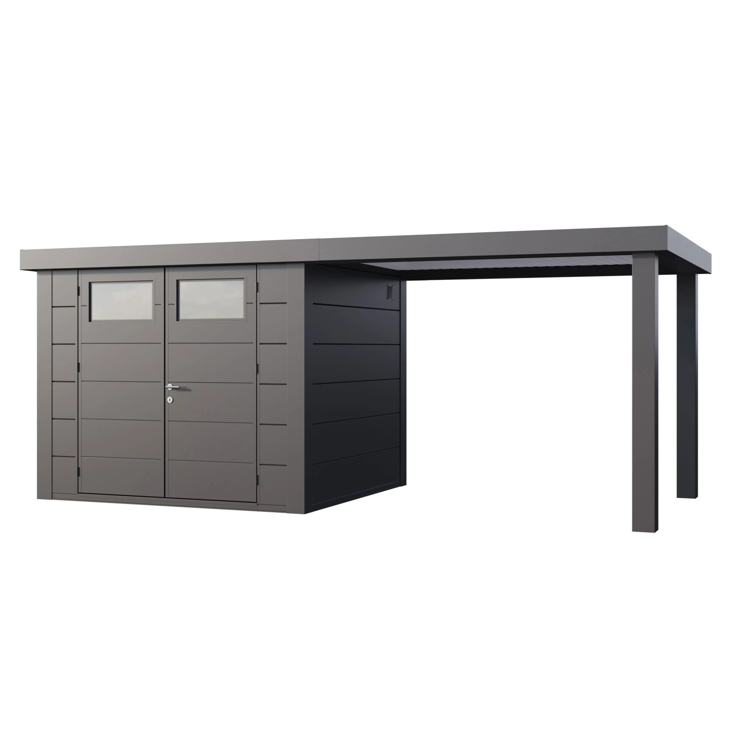 Gerätehaus Classico 2724 mit Offene Lounge L Rechts 552 cm x 238 cm Anthraz günstig online kaufen