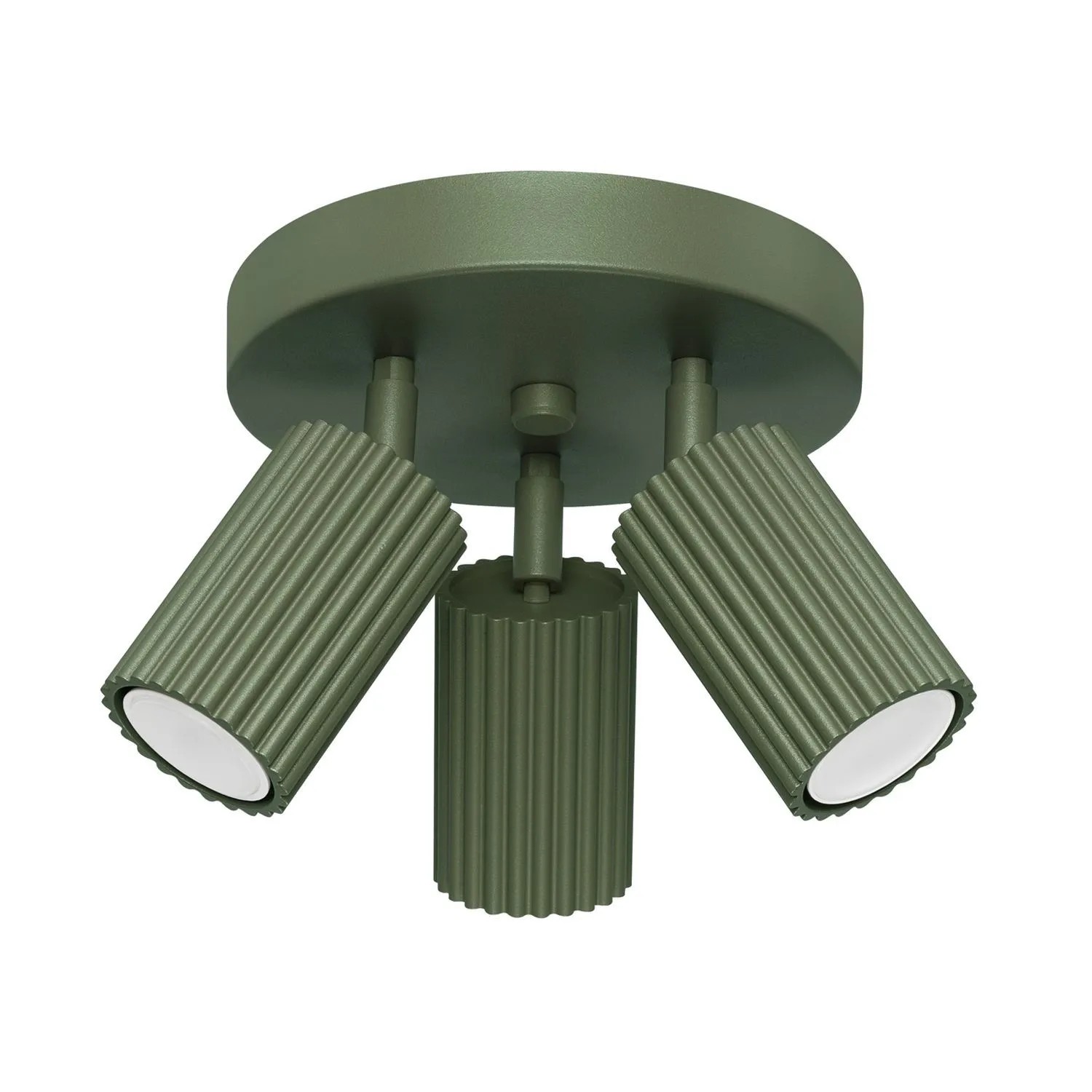 Licht-Erlebnisse Deckenstrahler 3-Flammig Rund 19,5 CM Breit GU10 Olivgrün Aus Aluminium Modern