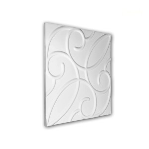 Weißes 3D Wandpaneel (60x60 cm) mit floralem Muster für die Wandvertäfelung.
