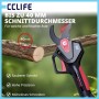 CCLIFE Akku Astschere, schwarz-rot, schneidet 40mm Ast. LCD-Anzeige für präzise Gartenarbeit & Baumpflege.